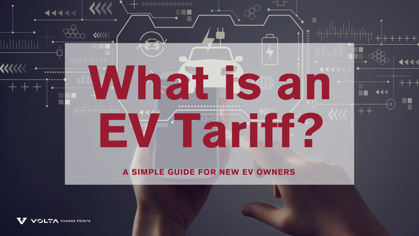 Blog banner displaying the blog title and a graphic with ev charging symbols behind.