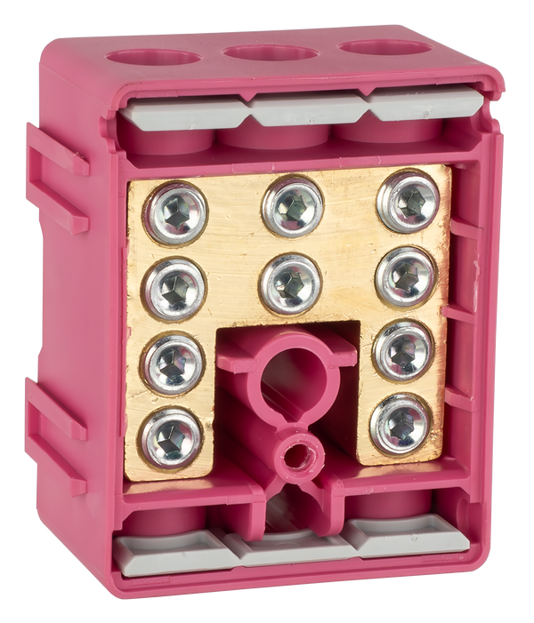 LEWDEN TERMINAL BLOCK: 5 WAY 100A | BLOCK PINK (FUNCTIONAL EARTH)