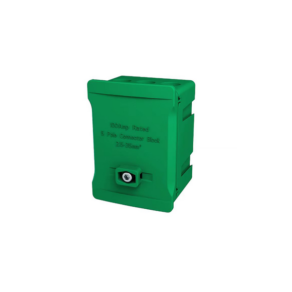 WCED TERMINAL BLOCK: 5 POLE 100A | GREEN