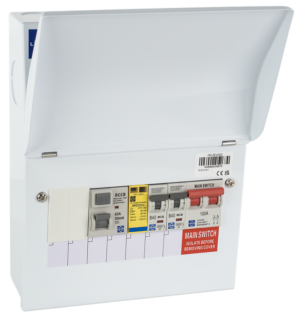 LEWDEN EV CONSUMER UNIT: TYPE A | BI-DIRECTIONAL RCCB | 40A | SPD