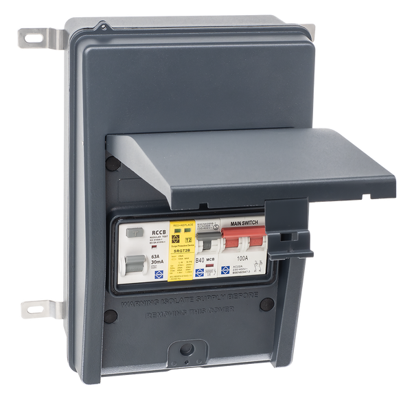 LEWDEN EV CONSUMER UNIT: TYPE A RCCB | 40A | SPD | METAL | IP65